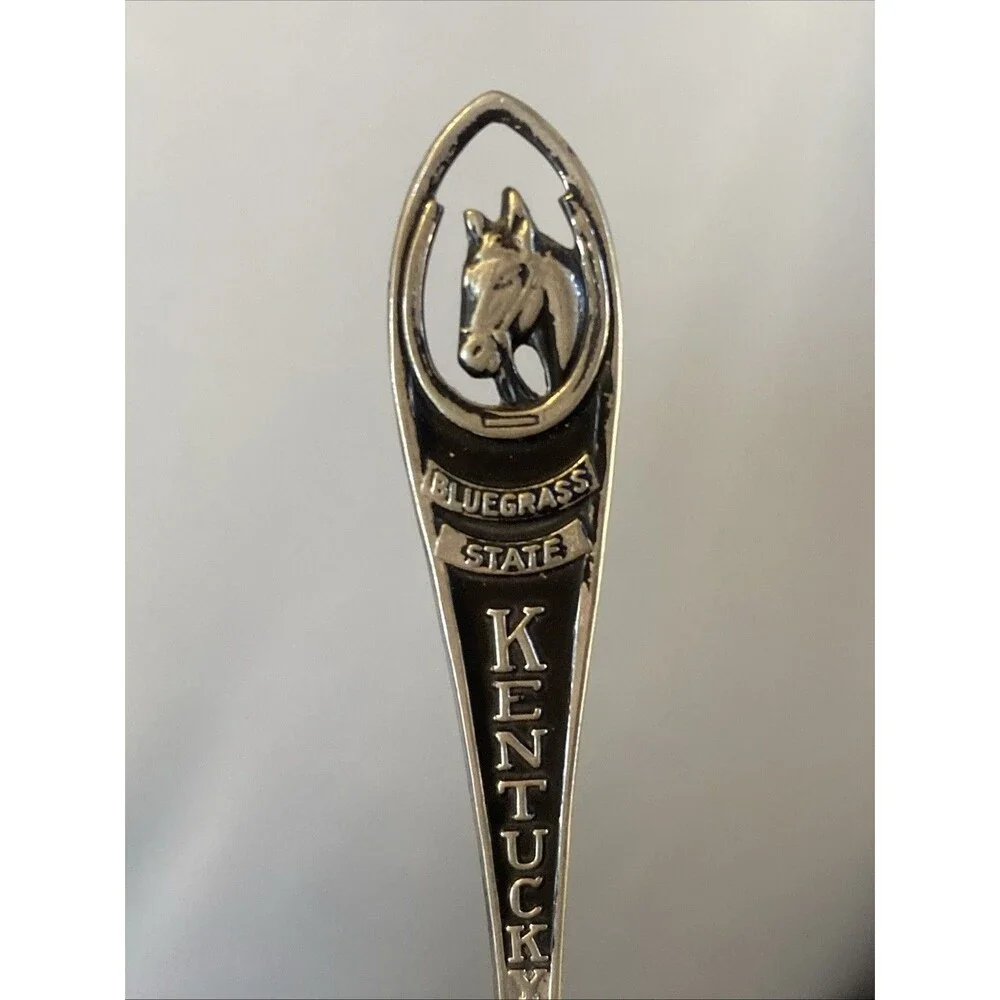 3 Vintage Souvenir Spoons Figural Silver KY Horse GA Peach IN Bird Lot